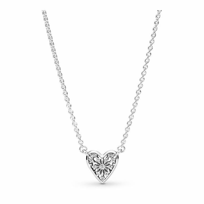 Pandora Heart Of Winter Necklace - Sterling Silver/Cubic Zirconia - Canada | NH9690DM